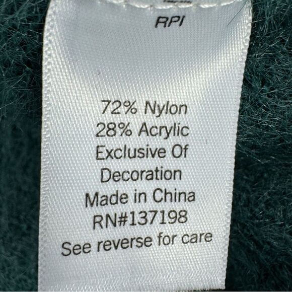 Nine West x Cara Santana Sweater Sequin Fuzzy Teal Green XXL Pullover - Picture 11 of 13